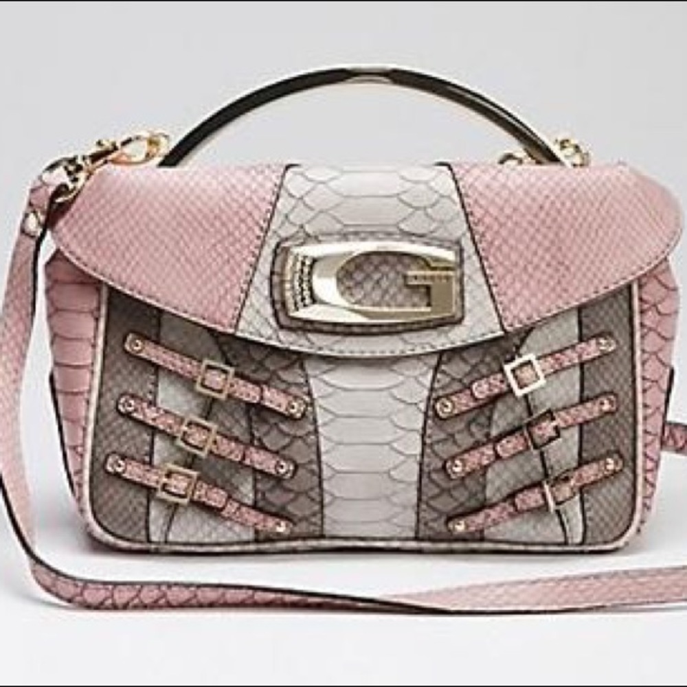 Guess Otilia Half Flap Python Embossed Handbag - image 1
